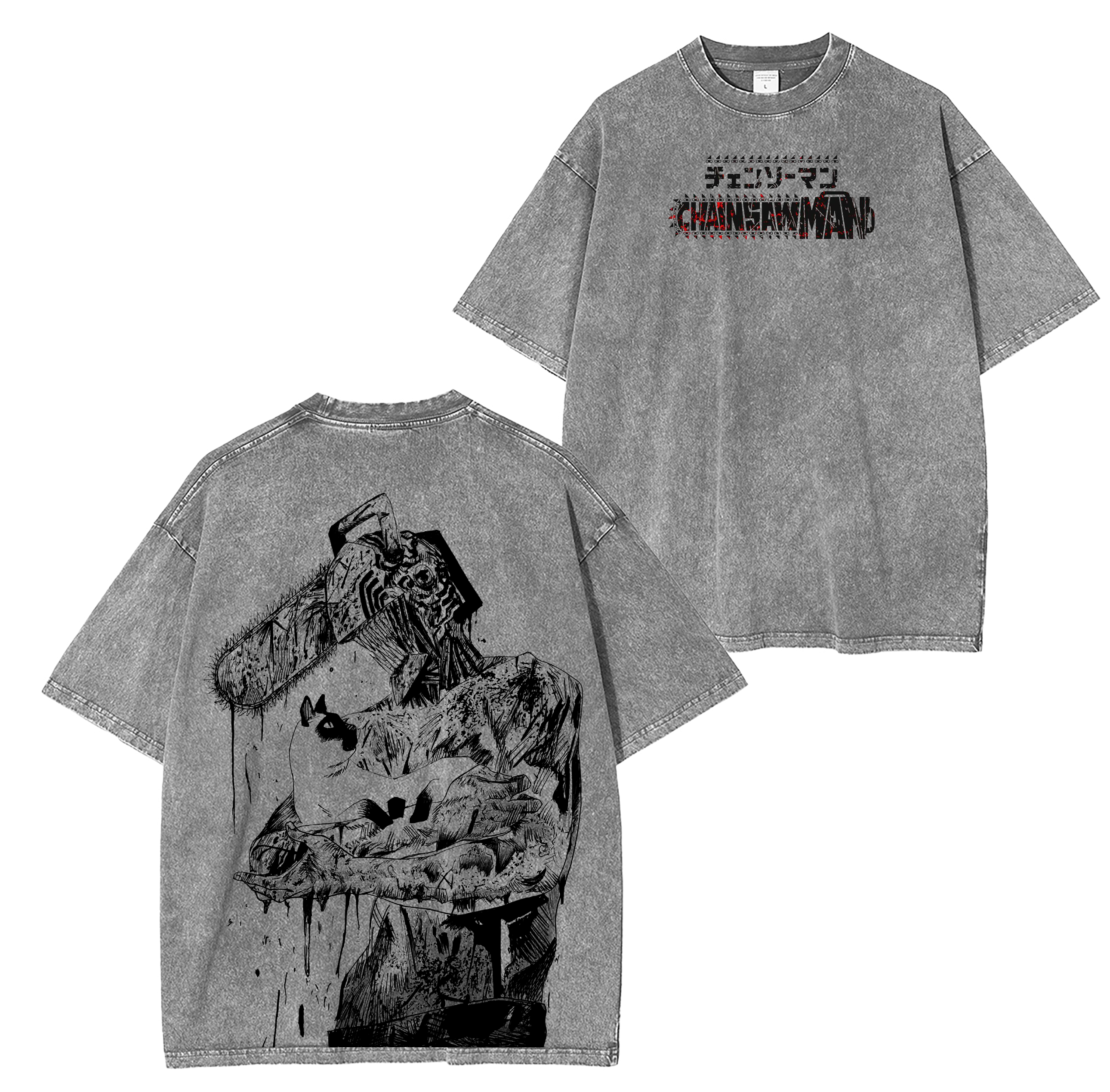 Camiseta lavada unisex de Chainsaw Man Anime