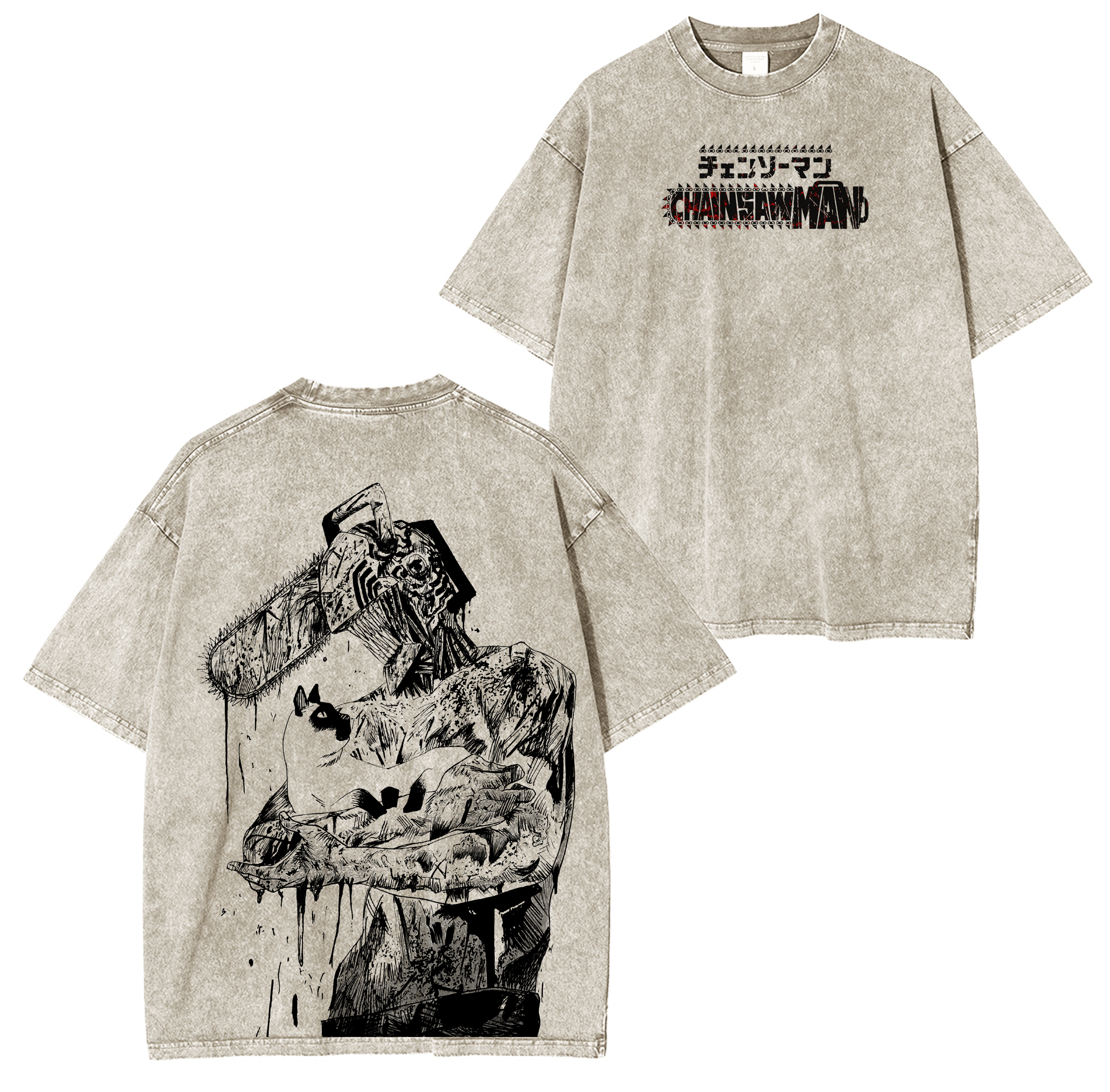Camiseta lavada unisex de Chainsaw Man Anime