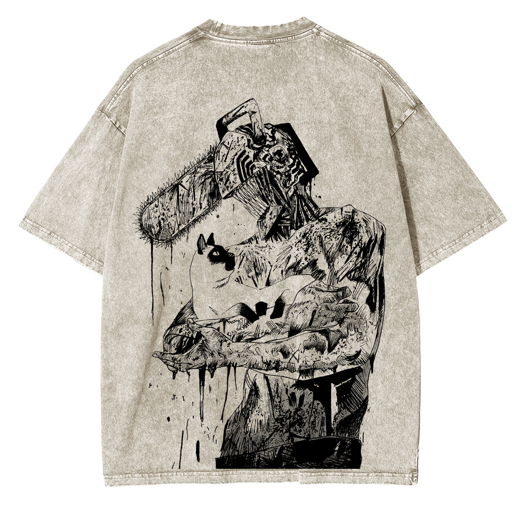 Camiseta lavada unisex de Chainsaw Man Anime