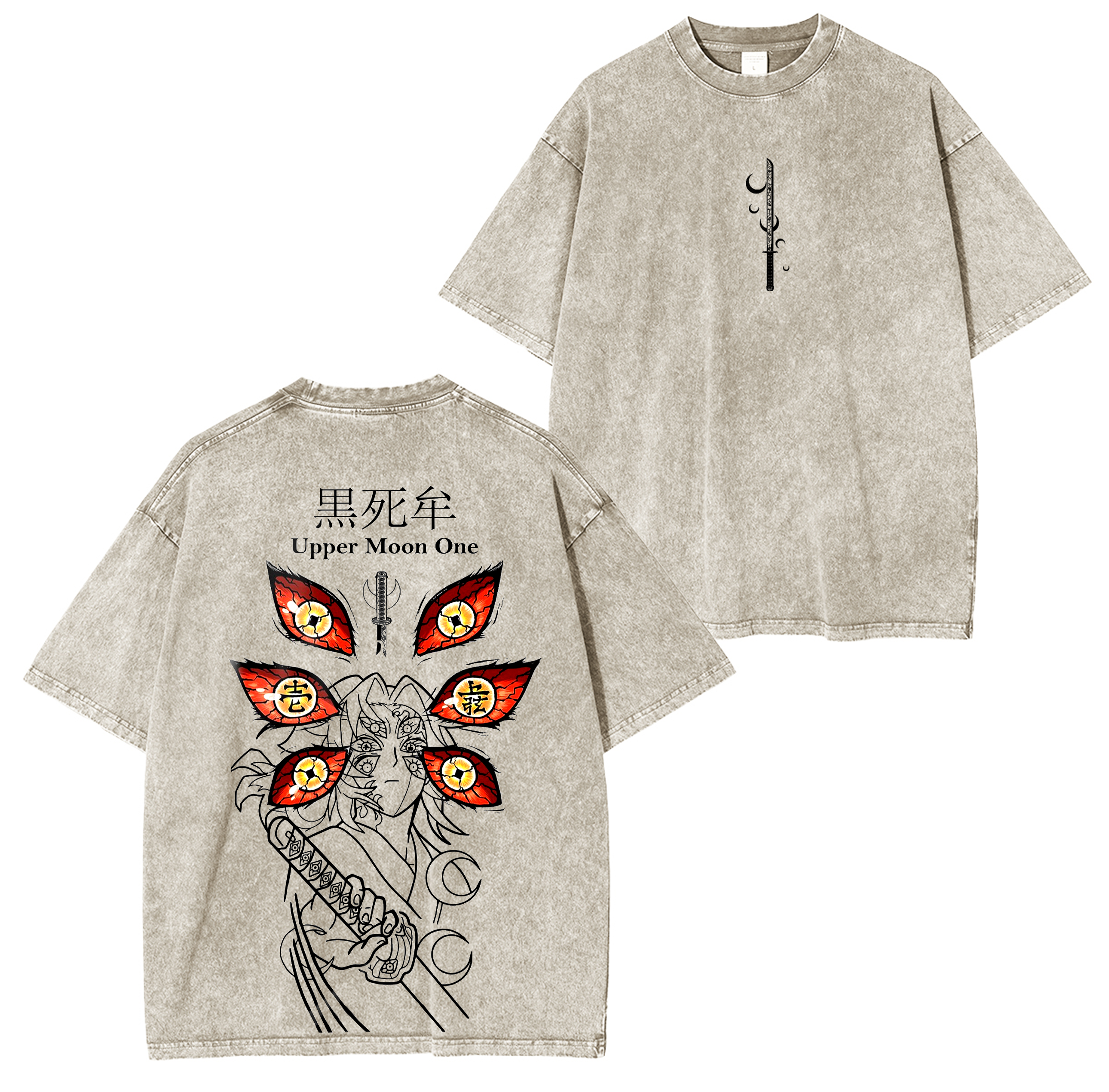 kokushibo, Camiseta Unisex Lavada de Anime Demon Slayer