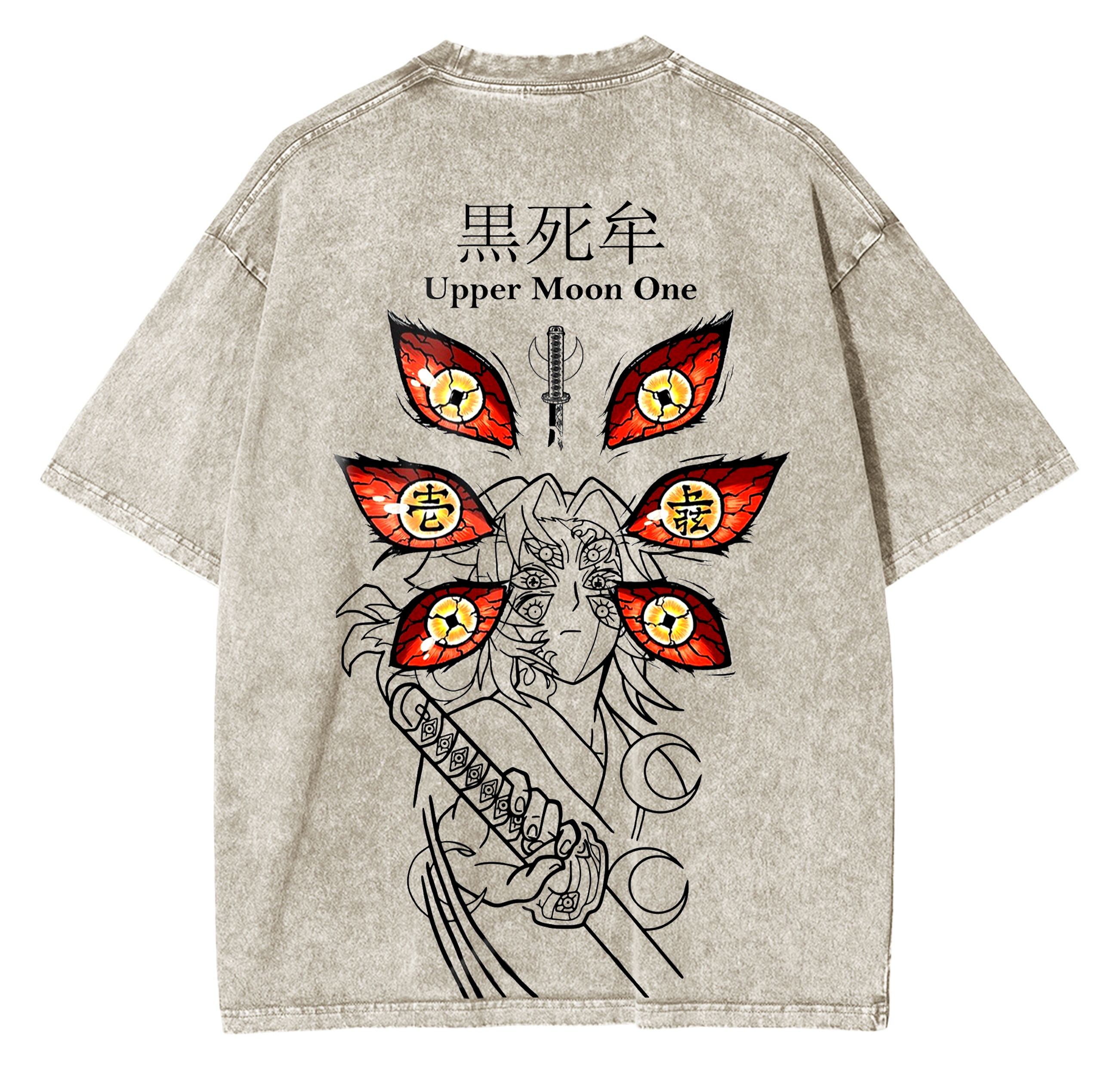 T-shirt unisexe délavé Kokushibo, Demon Slayer Anime
