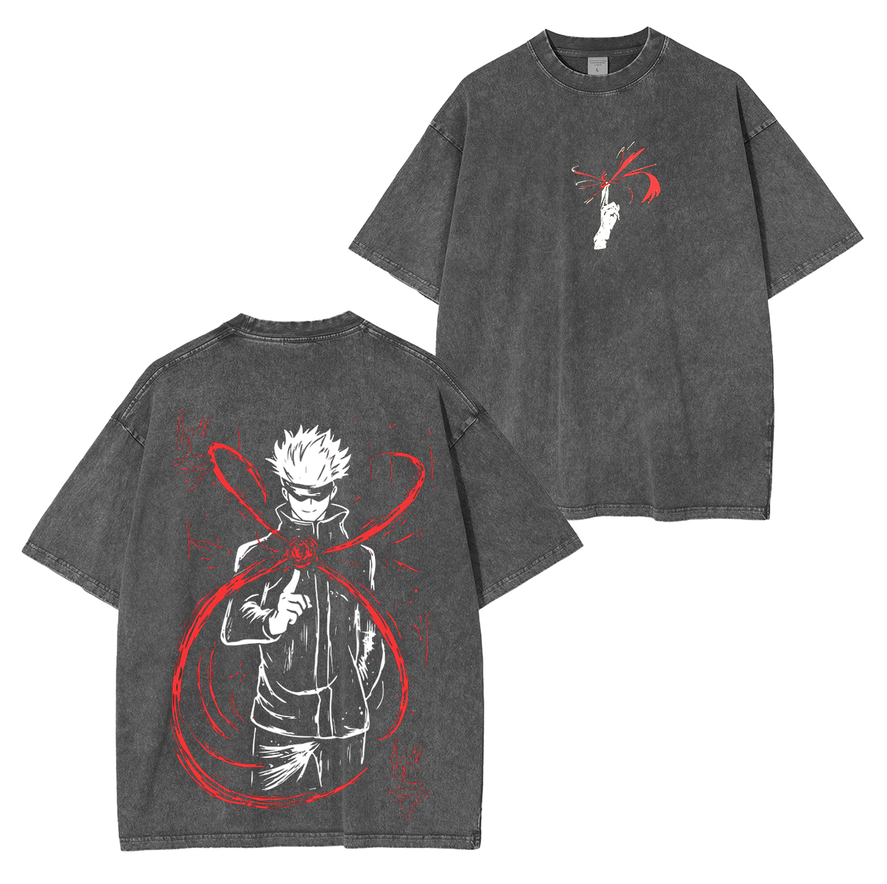 Camiseta lavada unisex de Gojo Satoru de anime