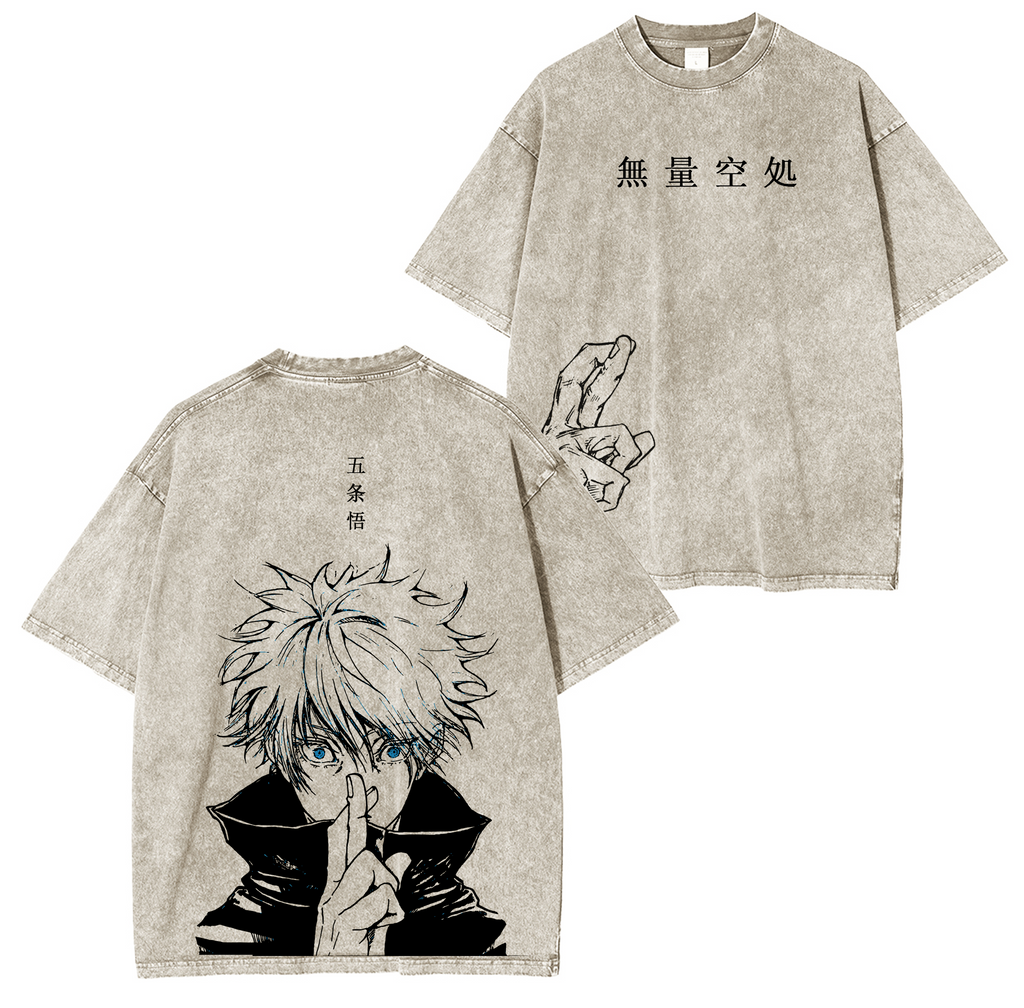 T-shirt délavé unisexe Gojo Satoru Anime