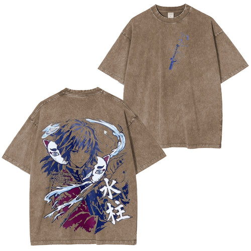 T-shirt délavé du pilier de l'Eau Tomioka Giyuu