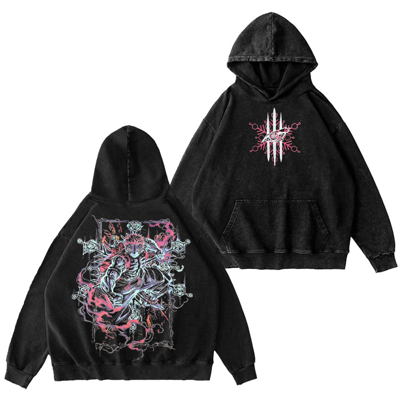 Embrace Akaza's power Washed Hooded Sweatshirt