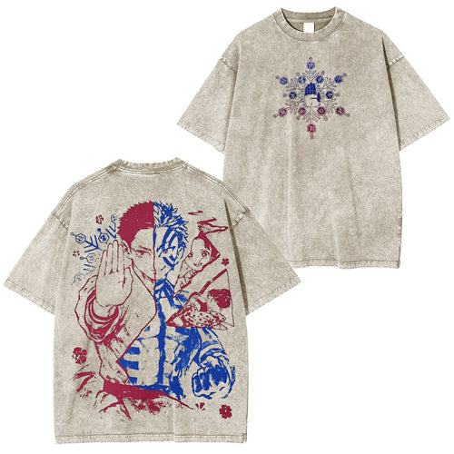 Camiseta unisex lavada Akaza x Koyuki Demon Slayer