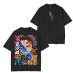 T-shirt délavé unisexe Demon Slayer Anime