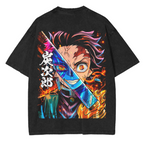 T-shirt délavé unisexe Demon Slayer Anime