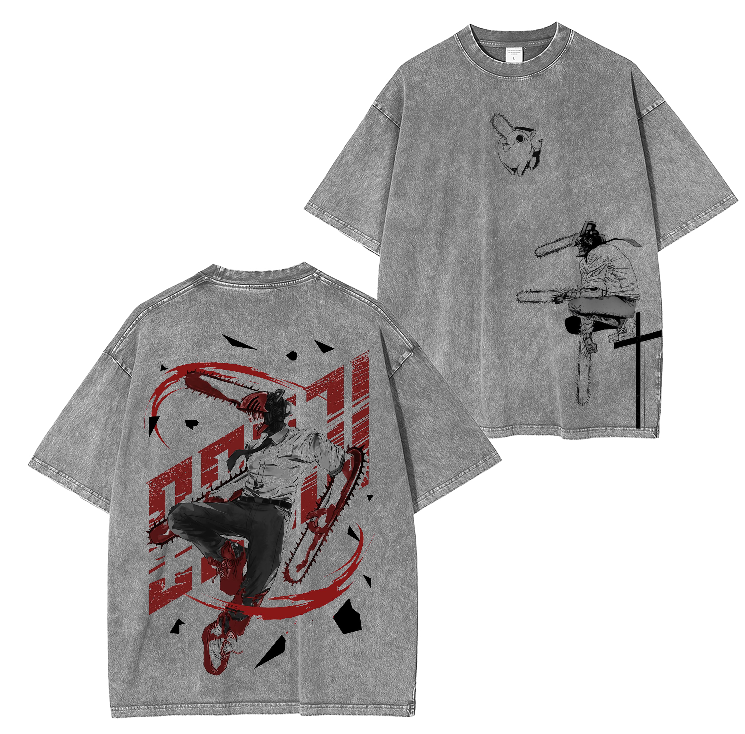 Camiseta lavada unisex de Chainsaw Man Anime