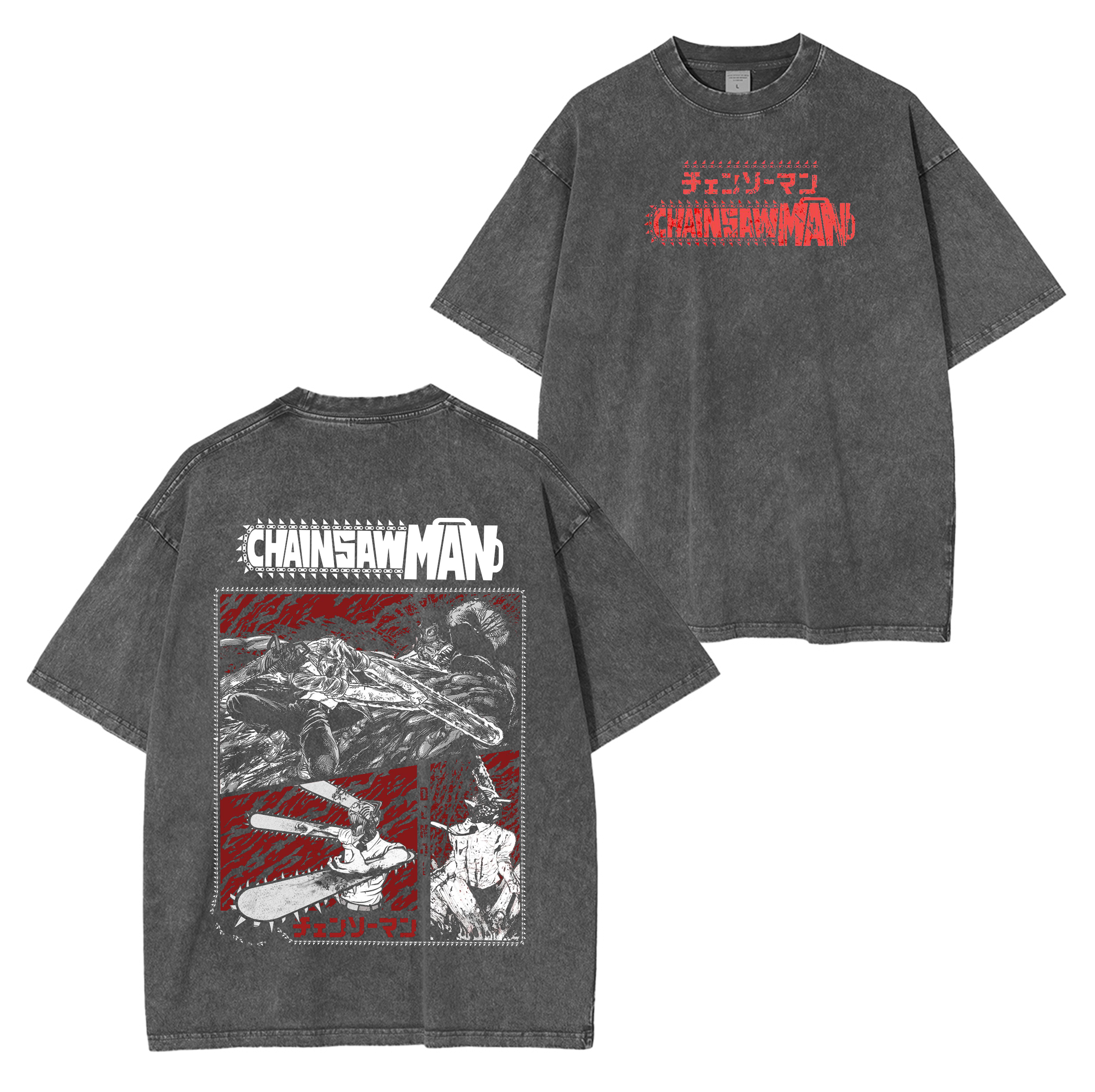 Camiseta lavada unisex de Chainsaw Man Anime