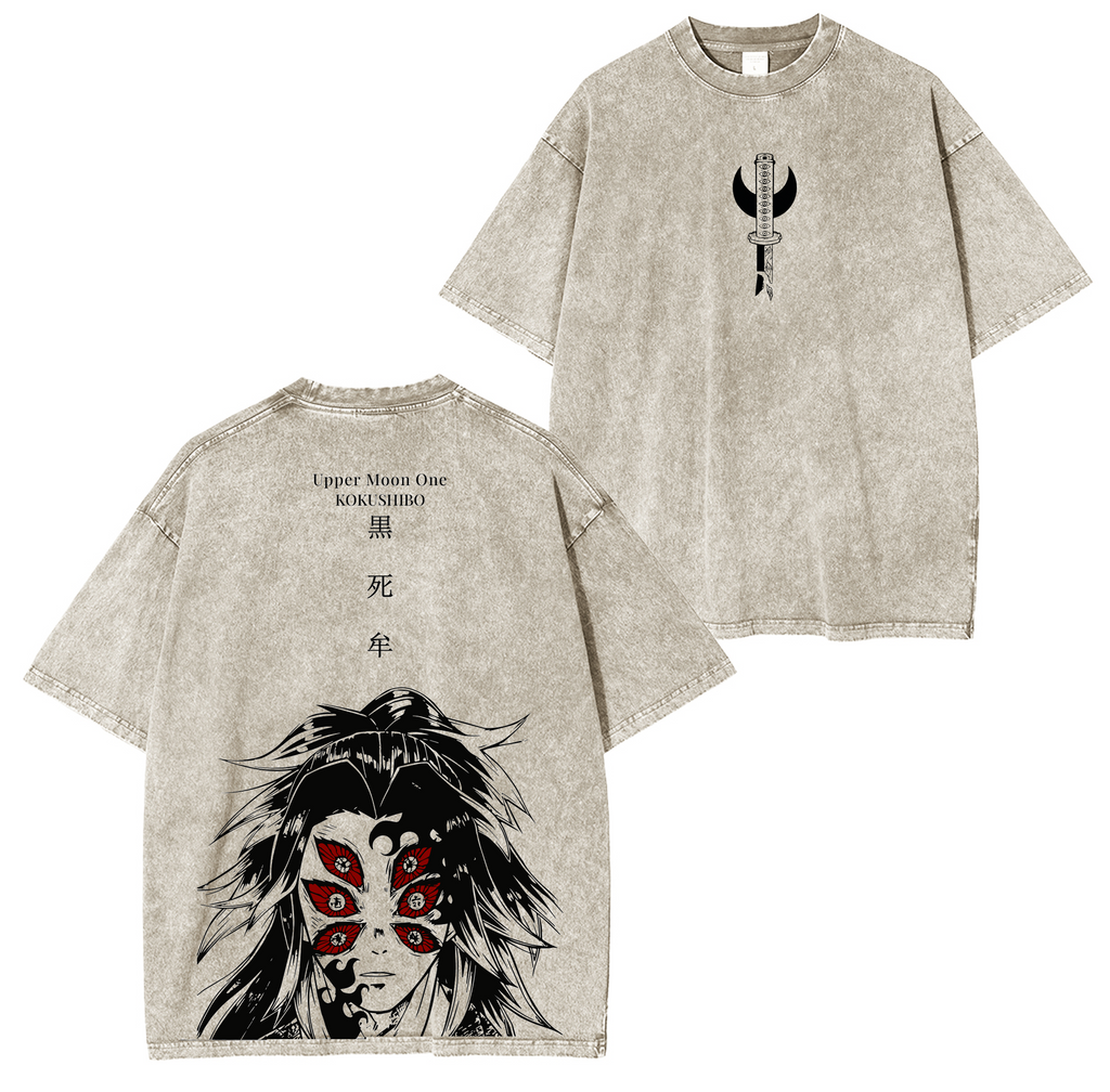 Camiseta unisex lavada de Demon Slayer Kokushibo anime