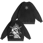 Akaza, T-shirt/Col ras du cou/Sweat à capuche Anime Demon Slayer délavé