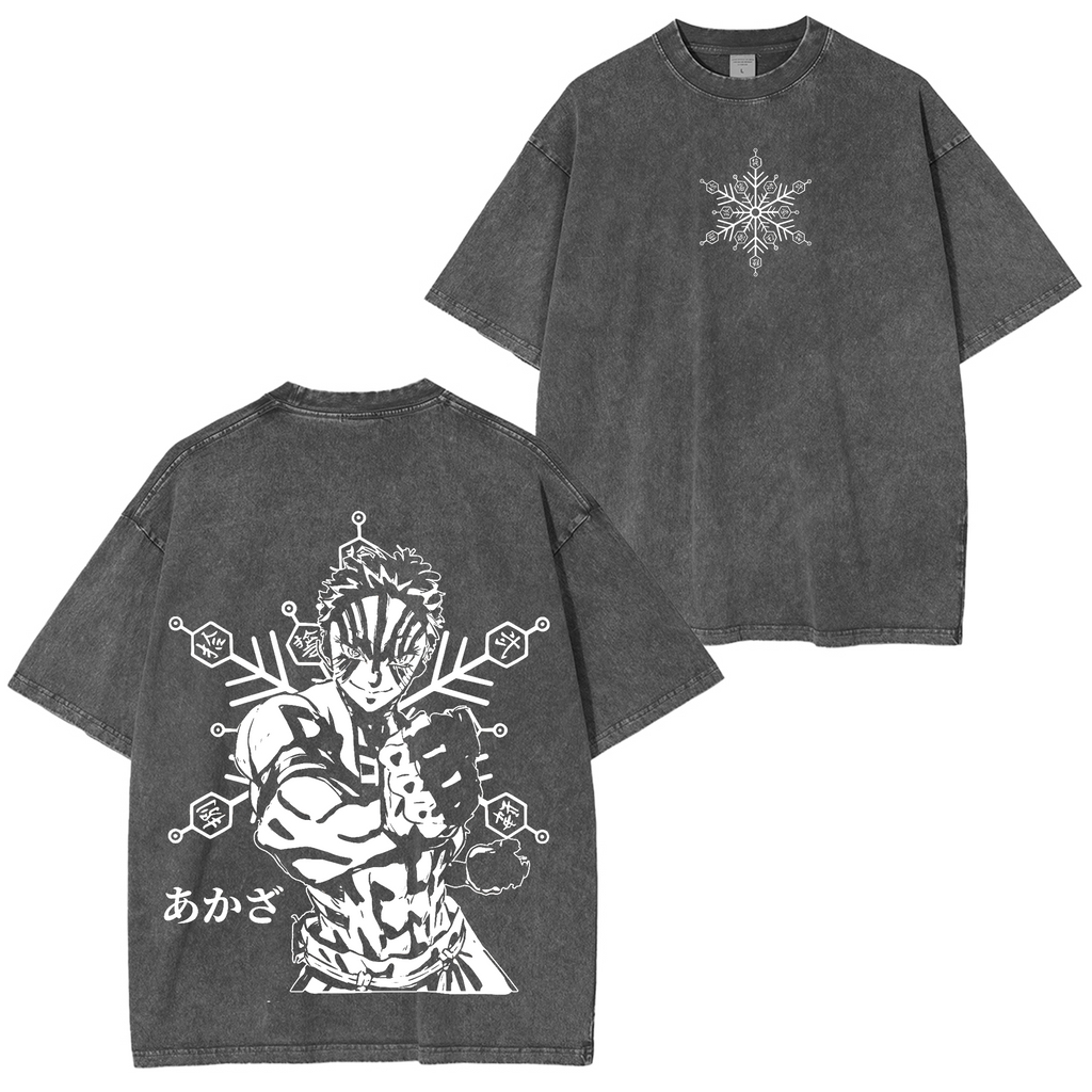 Akaza,Demon Slayer Anime Washed T-shirt/Crewneck/Hoodie