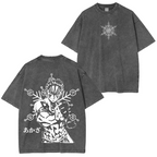 Akaza, T-shirt/Col ras du cou/Sweat à capuche Anime Demon Slayer délavé