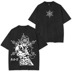 Akaza, T-shirt/Col ras du cou/Sweat à capuche Anime Demon Slayer délavé