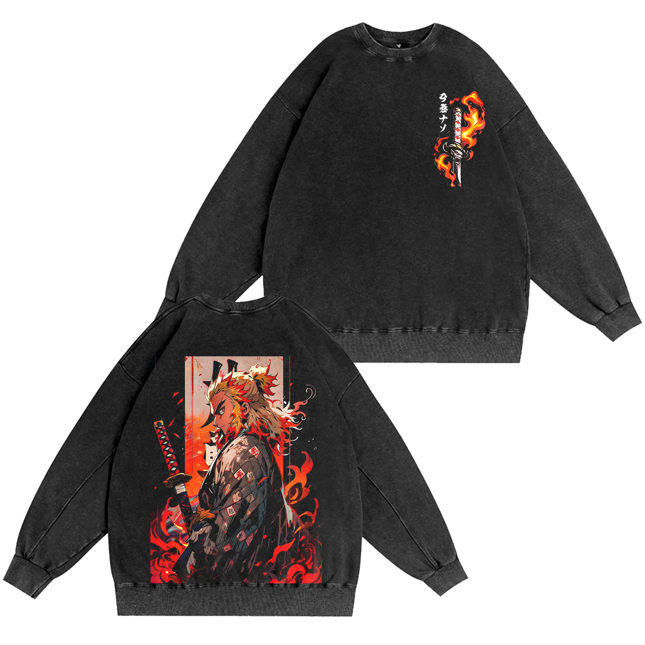 Camiseta/Sudadera/Sudadera con capucha desgastada de anime Demon Slayer