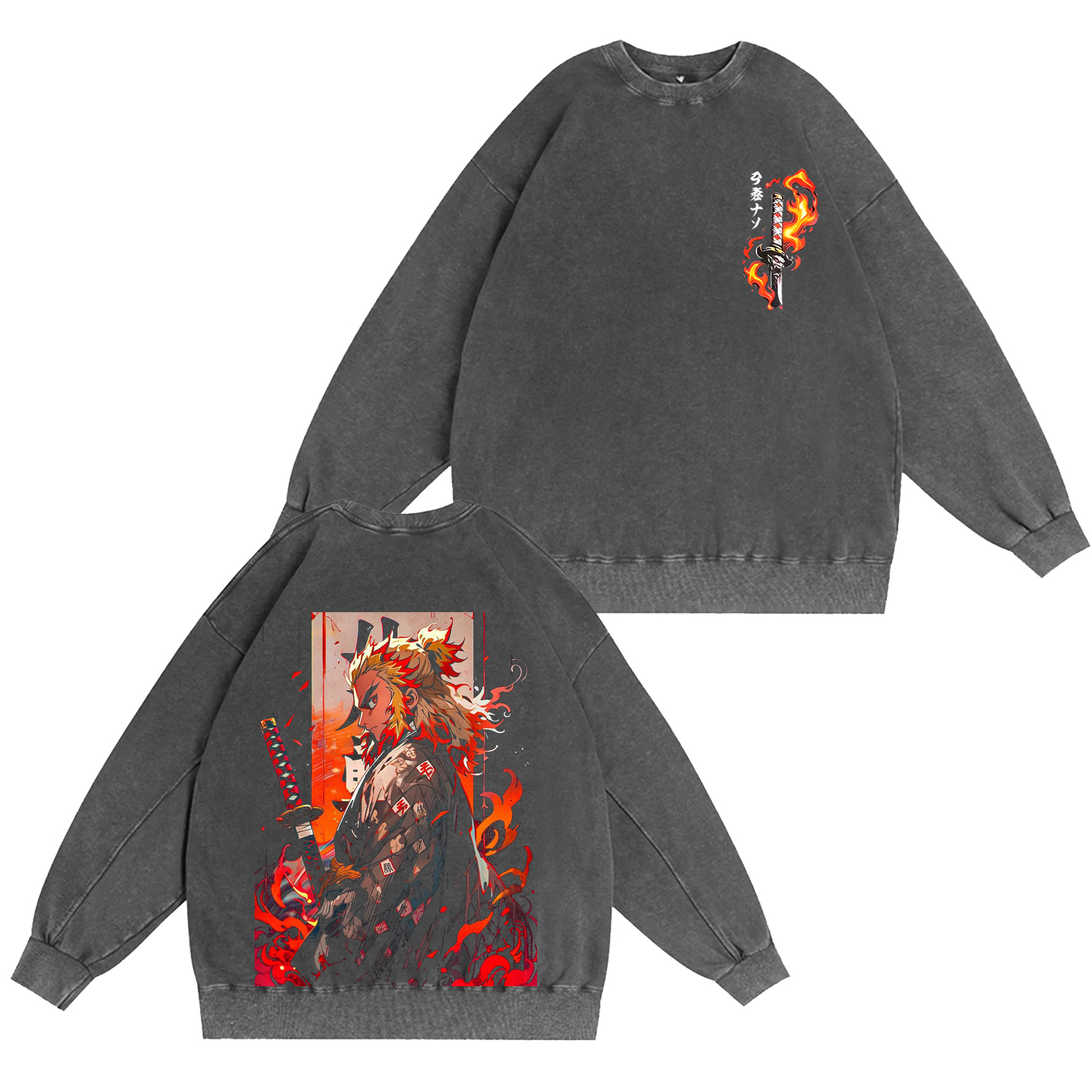 Camiseta/Sudadera/Sudadera con capucha desgastada de anime Demon Slayer