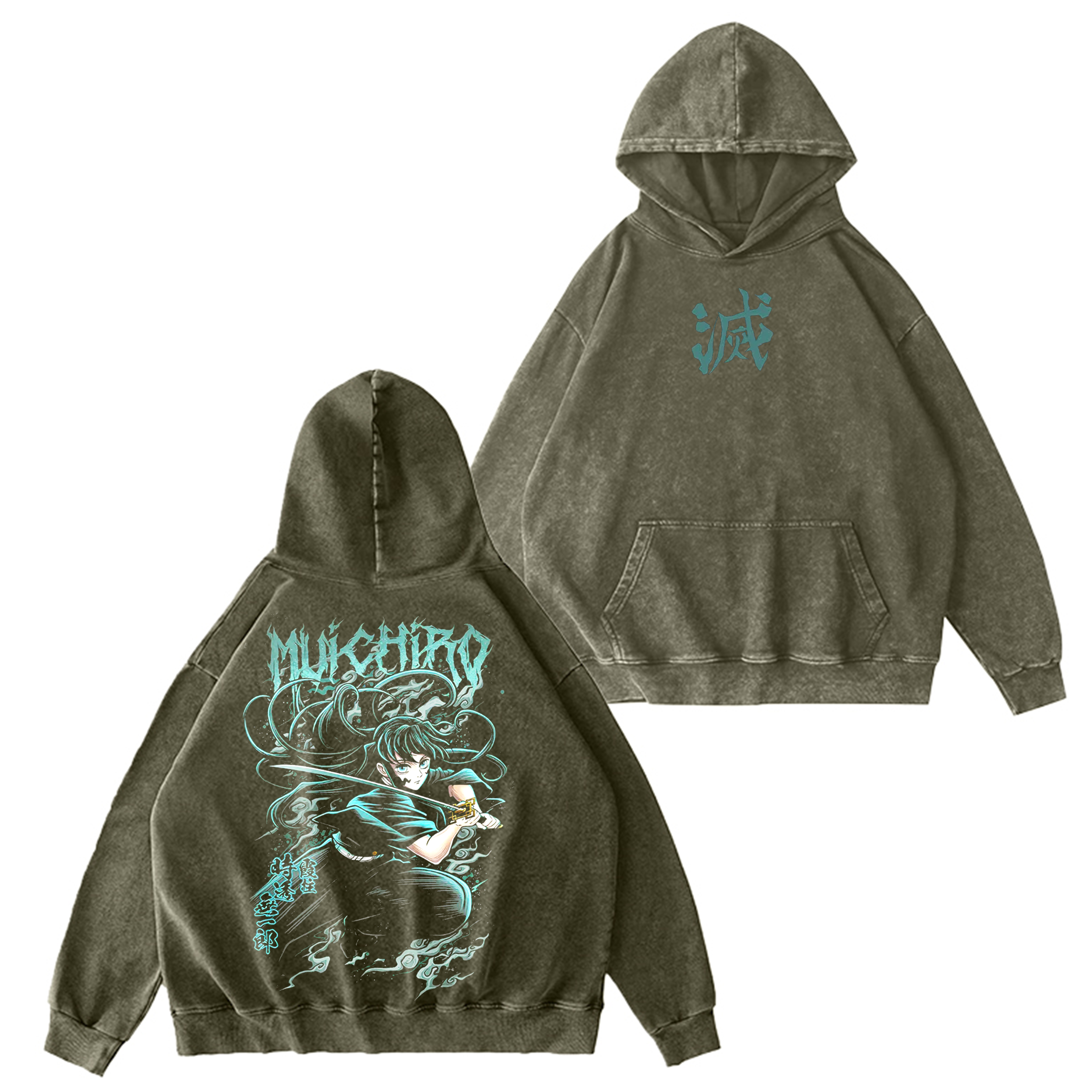 Muichiro,Demon Slayer Anime Washed T-shirt/Crewneck/Hoodie