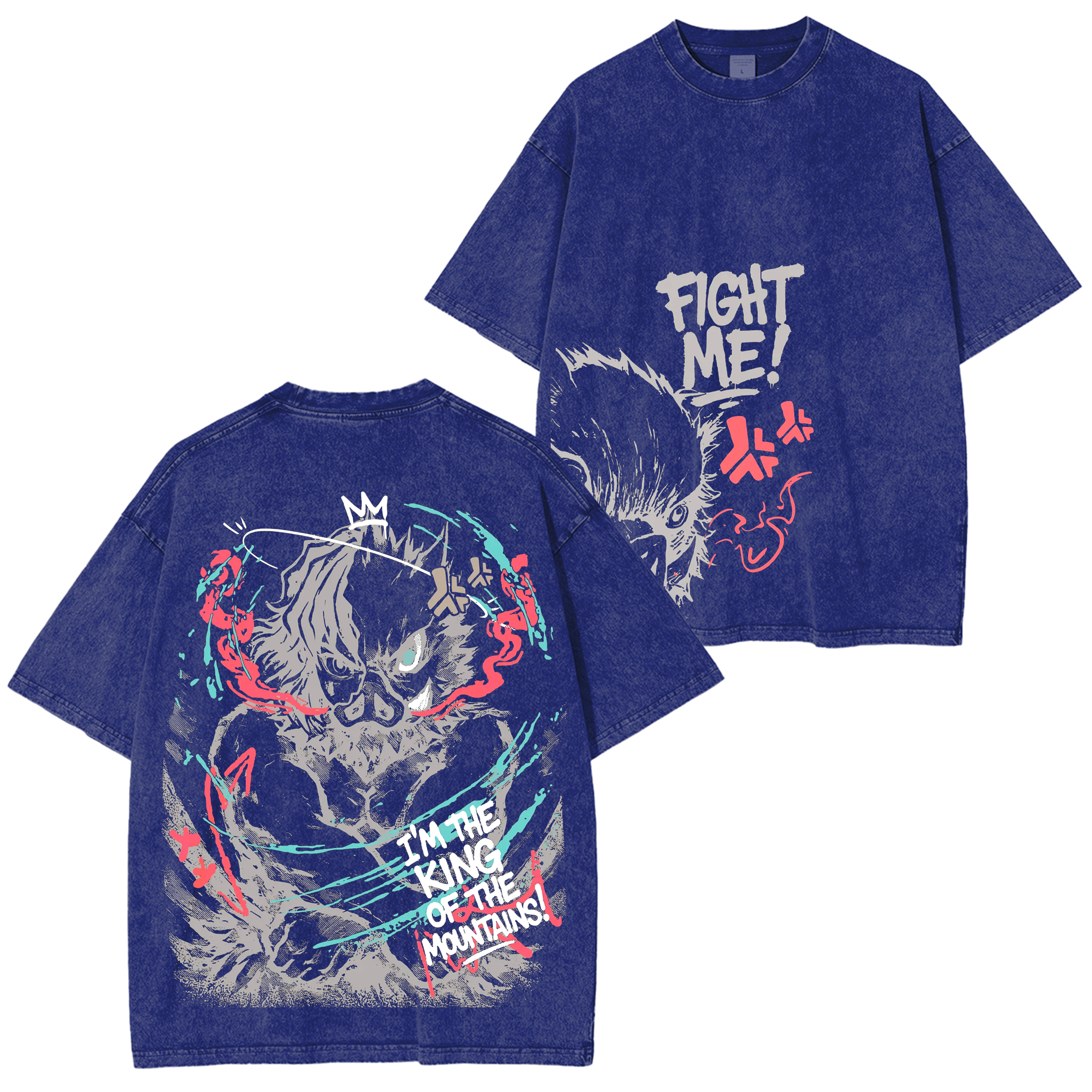"I'm the King of the Mountain" Inosuke -Demon Slayer Anime Washed T-shirt/Crewneck/Hoodie
