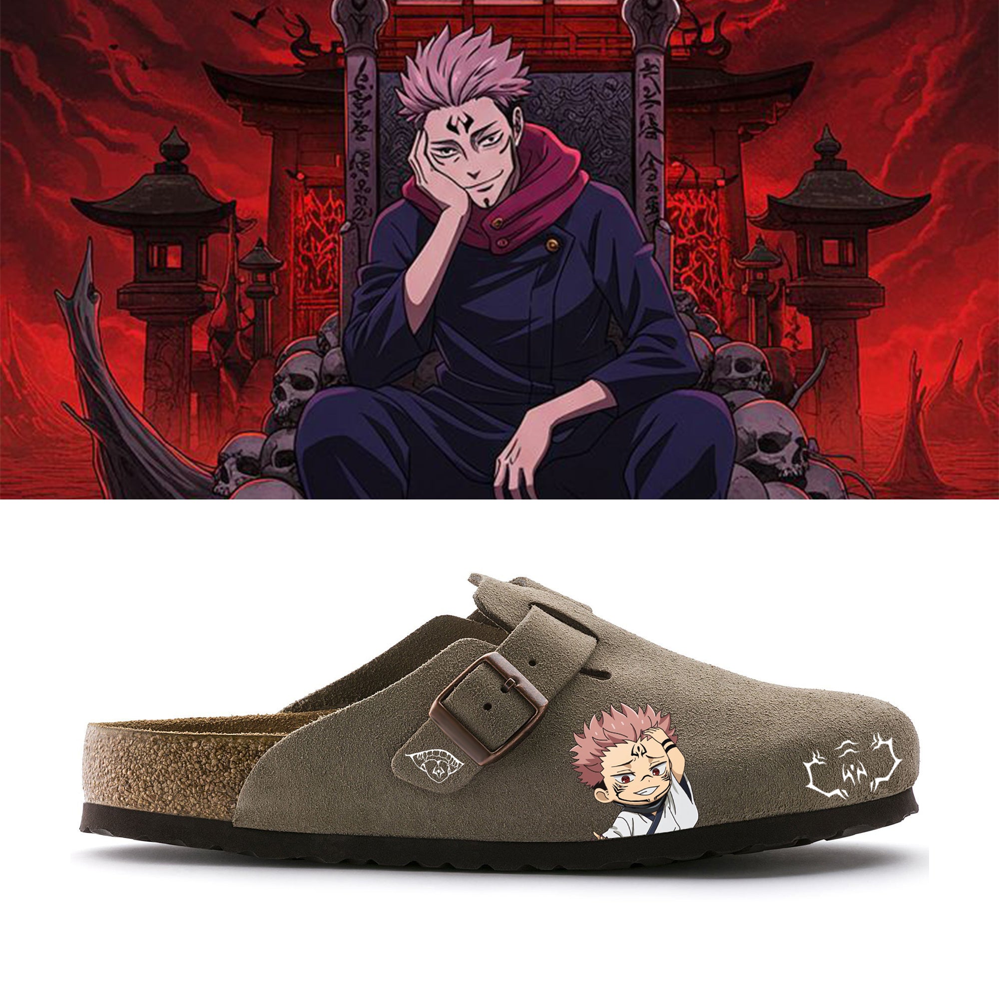 Jujutsu Kaisen Anime Unisex Boston Soft Footbed Cuero de Gamuza
