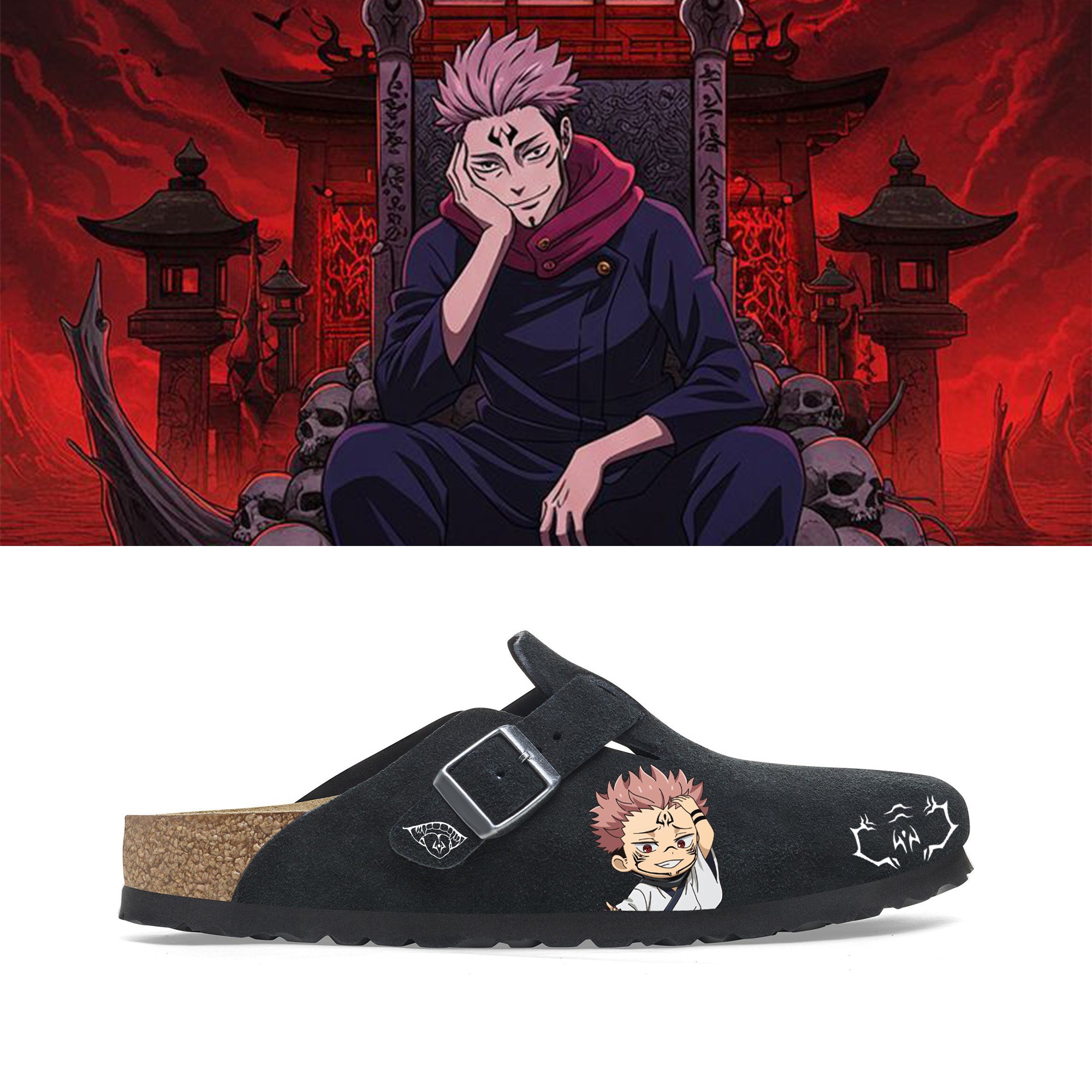 Jujutsu Kaisen Anime Unisex Boston Soft Footbed Cuero de Gamuza