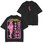 T-shirt unisexe délavé Cyberpunk Edgerunners Anime