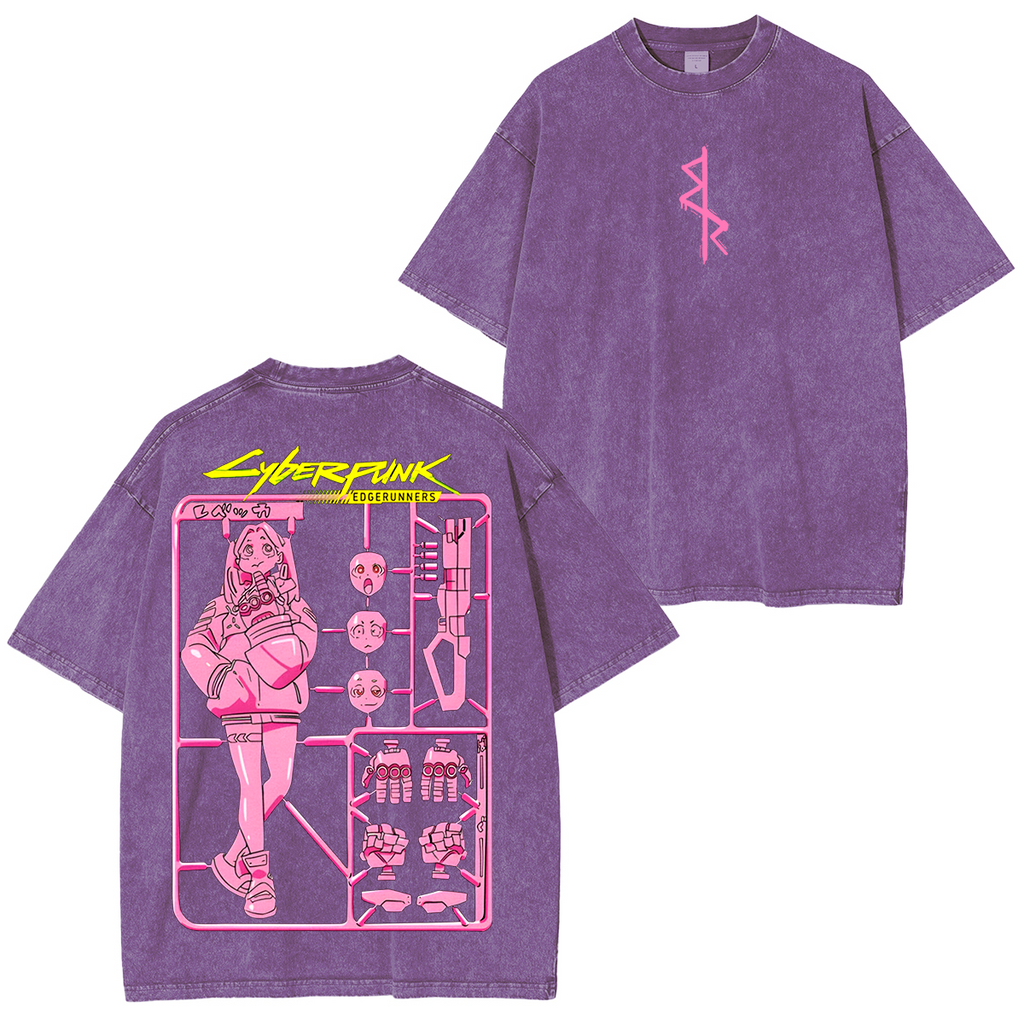 T-shirt unisexe délavé Cyberpunk Edgerunners Anime