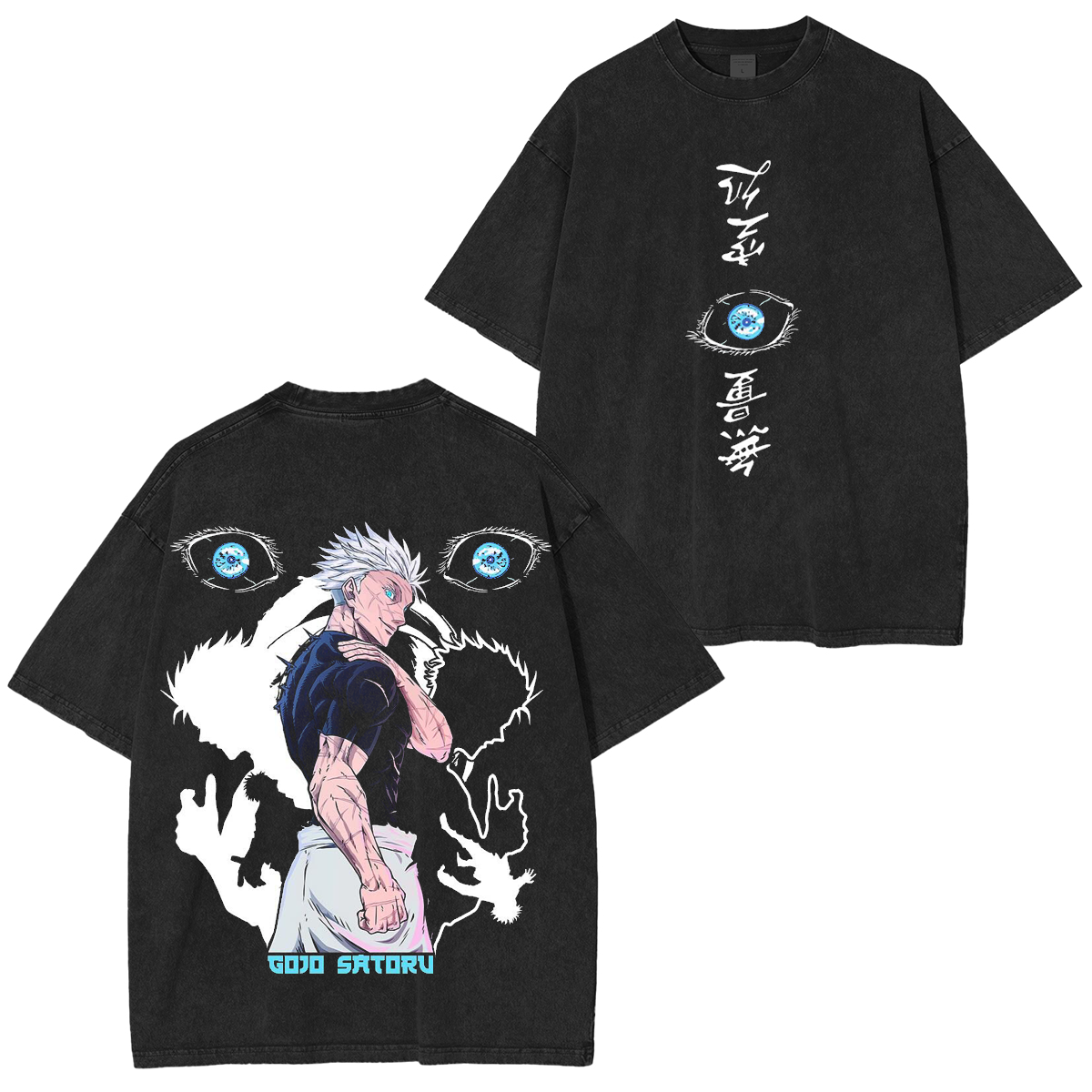 T-shirt délavé unisexe Gojo Six Eyes Limitless Vintage, Jujutsu Kaisen Anime