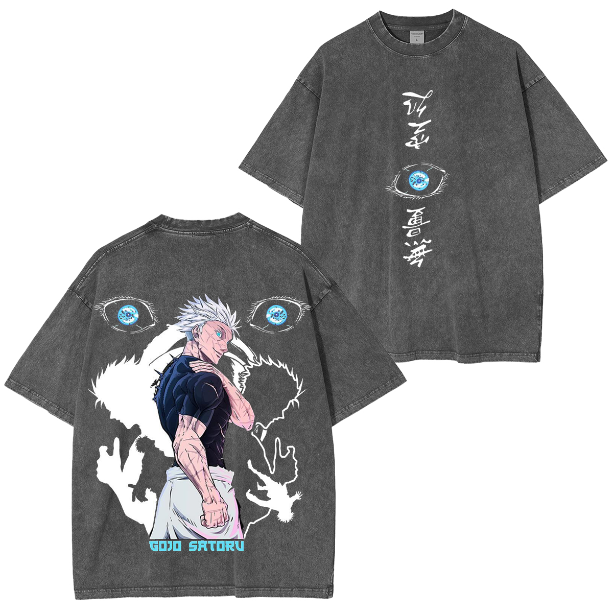 T-shirt délavé unisexe Gojo Six Eyes Limitless Vintage, Jujutsu Kaisen Anime