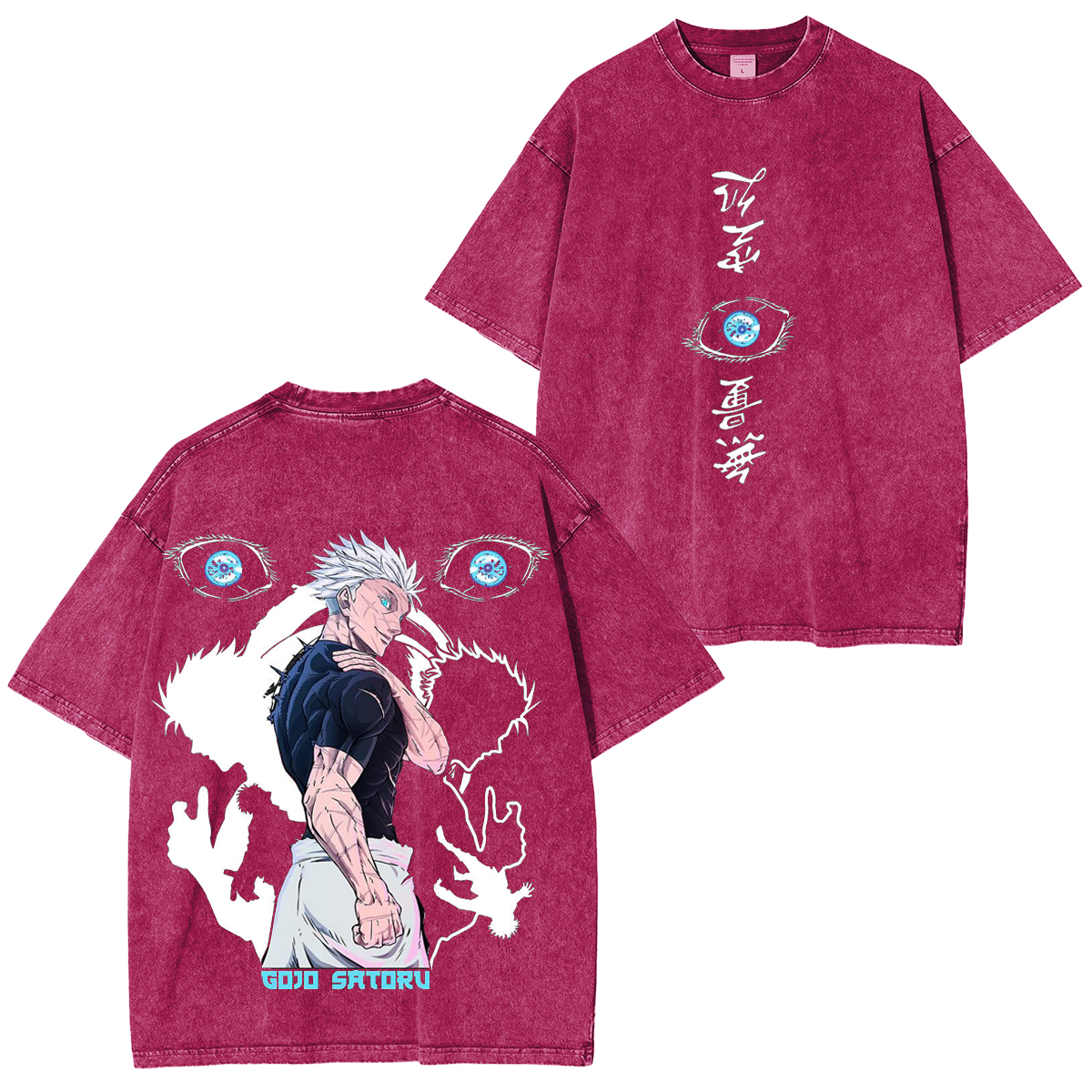 T-shirt délavé unisexe Gojo Six Eyes Limitless Vintage, Jujutsu Kaisen Anime