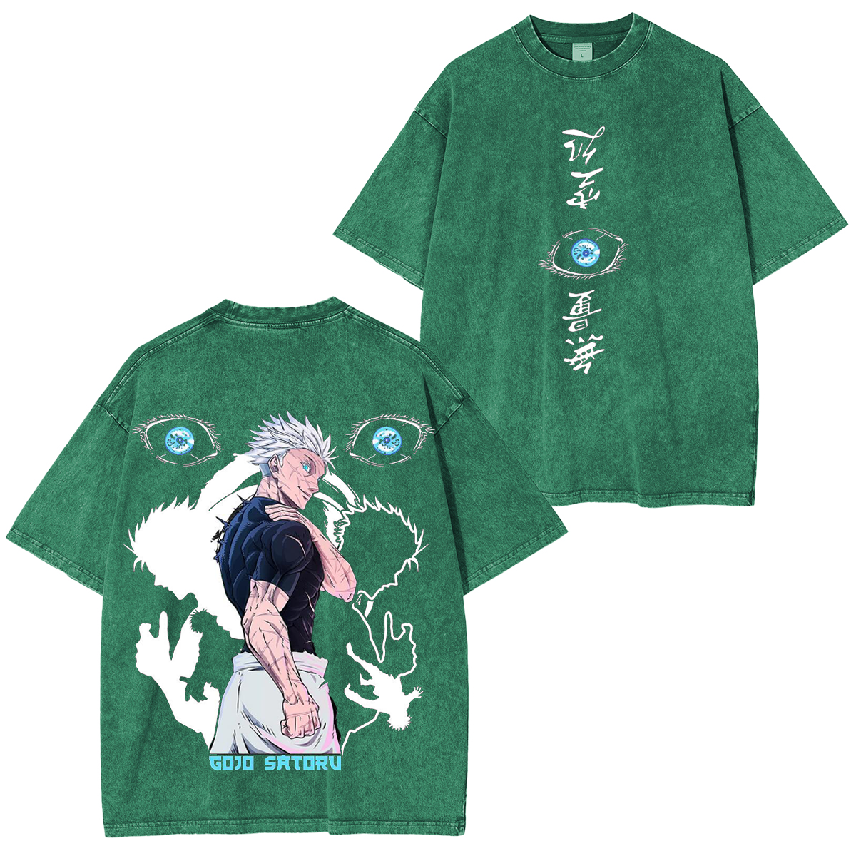 T-shirt délavé unisexe Gojo Six Eyes Limitless Vintage, Jujutsu Kaisen Anime