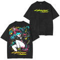 T-shirt Unisexe Lavé Cyberpunk 2077, Anime Cyberpunk Edgerunners Rebecca