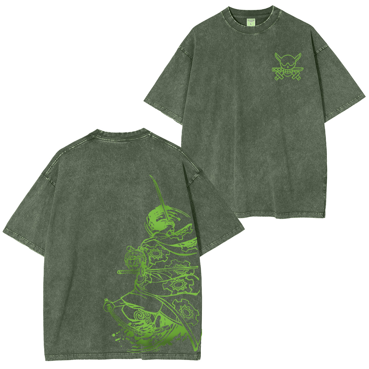 Ronoa Zoro One Piece Anime Unisex Washed T-Shirt