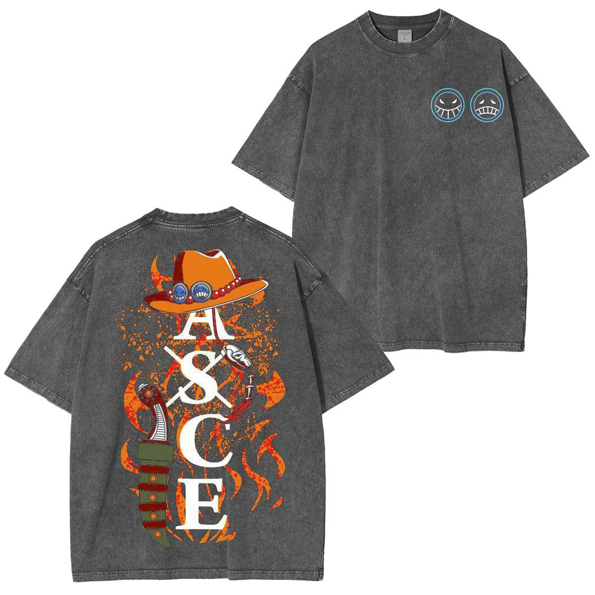 Retro Vintage Limited Anime One Piece, Portgas D. Ace Unisex Washed T-Shirt