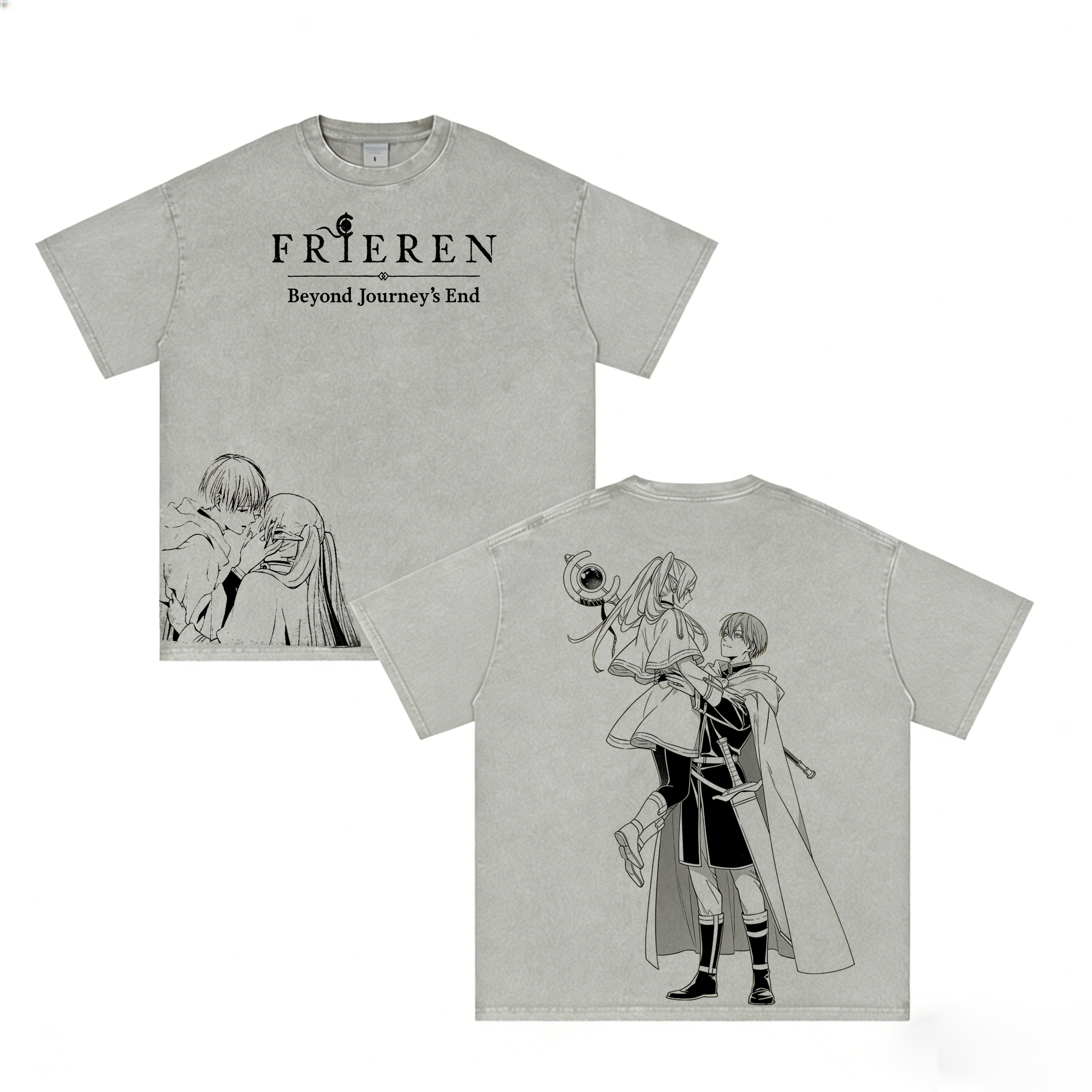 Frieren Anime T-shirt/Col ras du cou/Sweat à capuche délavé