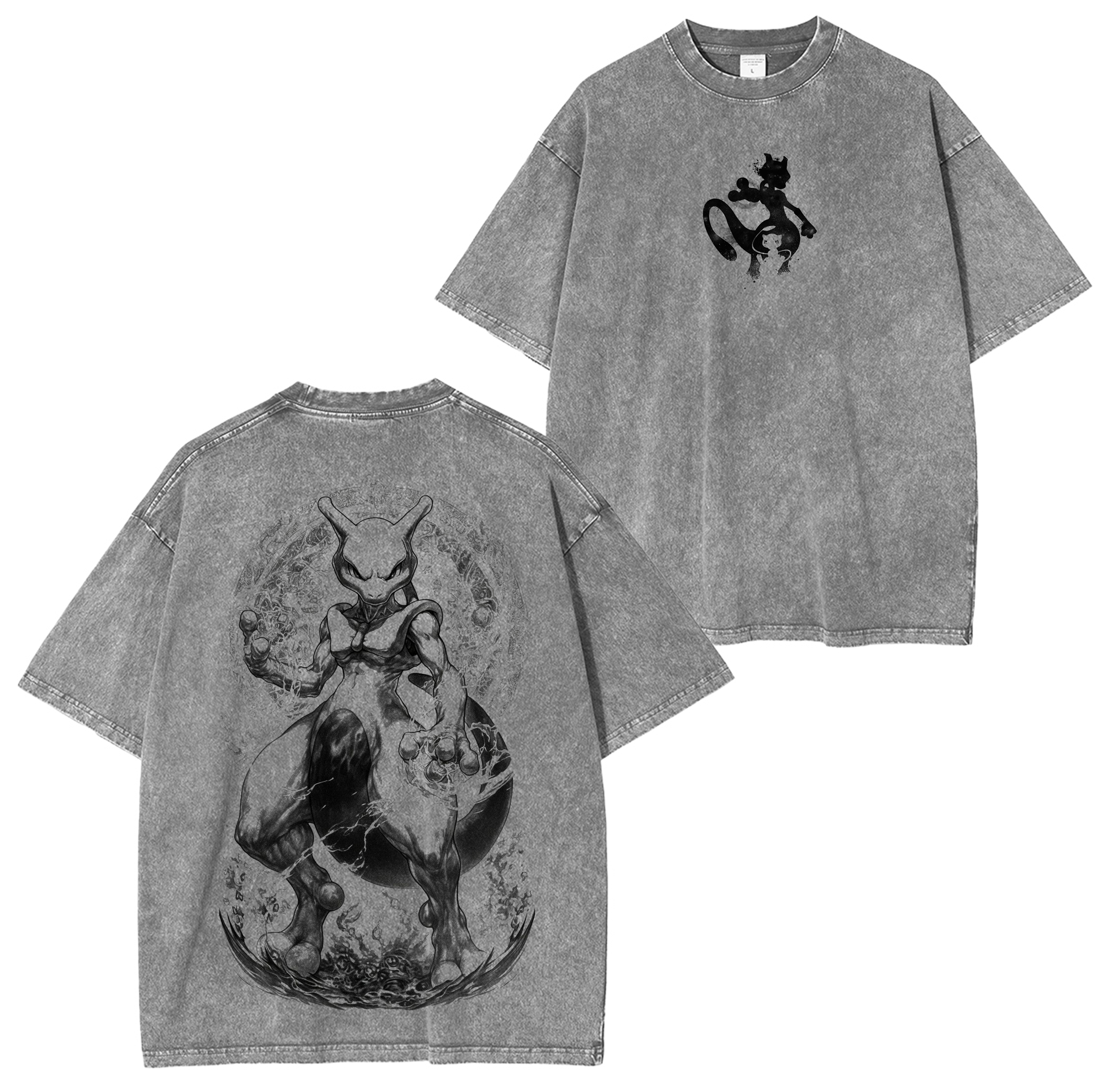 T-shirt/Sweat-shirt ras du cou/Sweat à capuche Mewtwo Psychic X PKM Legend motif vieilli