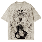 T-shirt unisexe délavé Megumi & Mahoraga, anime Jujutsu Kaisen