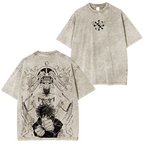 T-shirt unisexe délavé Megumi & Mahoraga, anime Jujutsu Kaisen