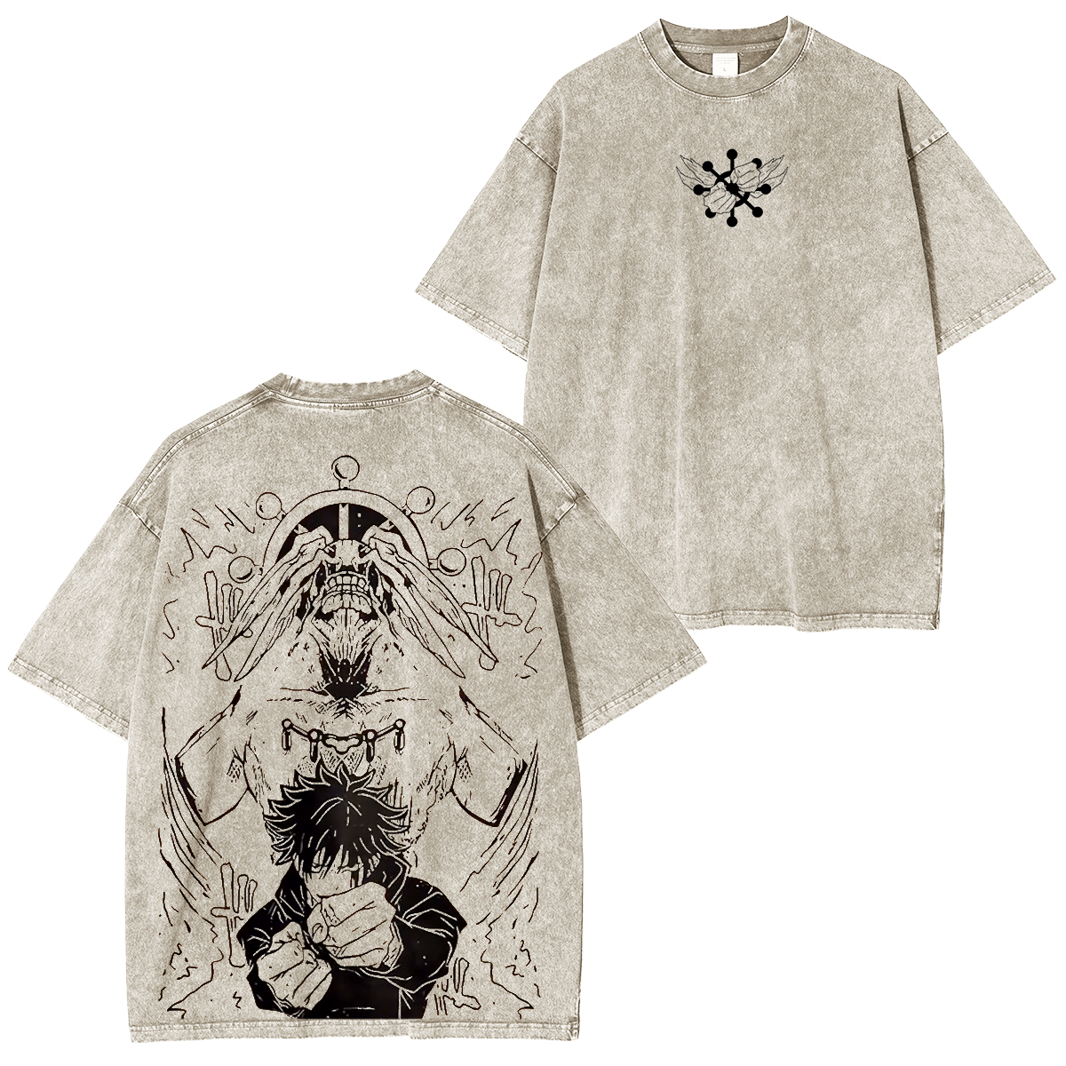 Megumi & Mahoraga,Jujutsu Kaisen Anime Washed Unisex T-Shirt