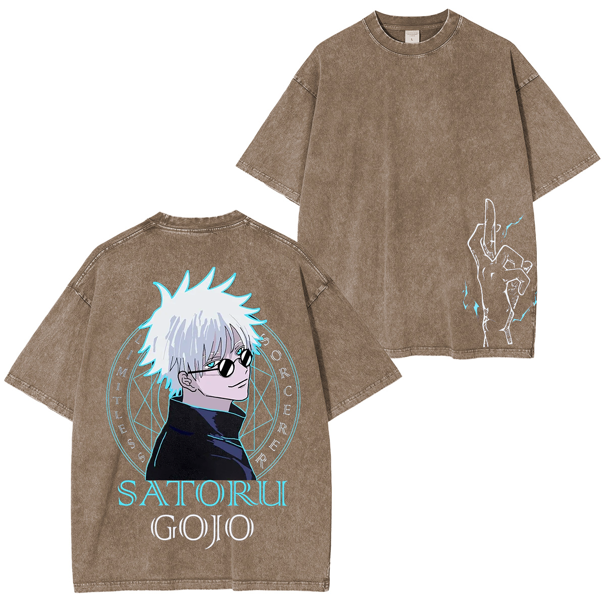 T-shirt unisexe Satoru Gojo, Jujutsu Kaisen Anime délavé