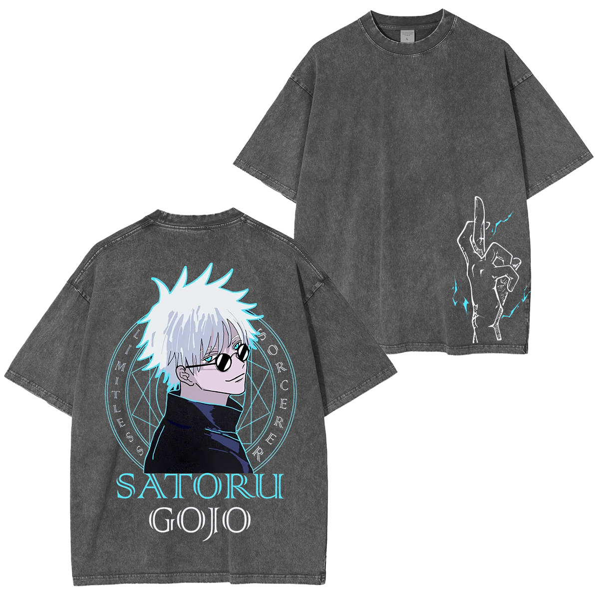 T-shirt unisexe Satoru Gojo, Jujutsu Kaisen Anime délavé