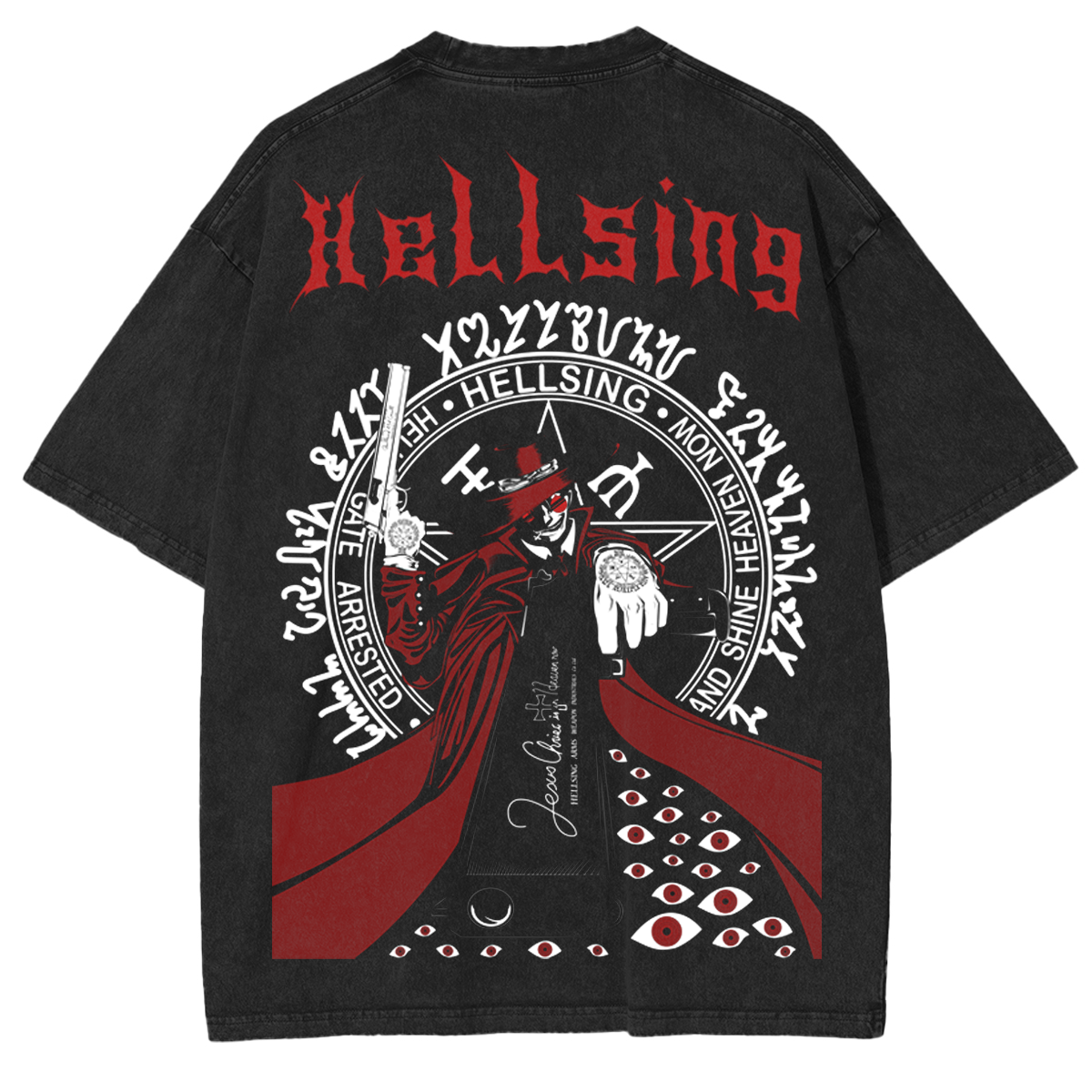 T-shirt unisexe délavé Hellsing Anime