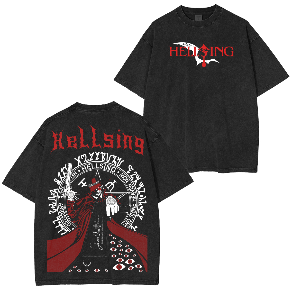 T-shirt unisexe délavé Hellsing Anime