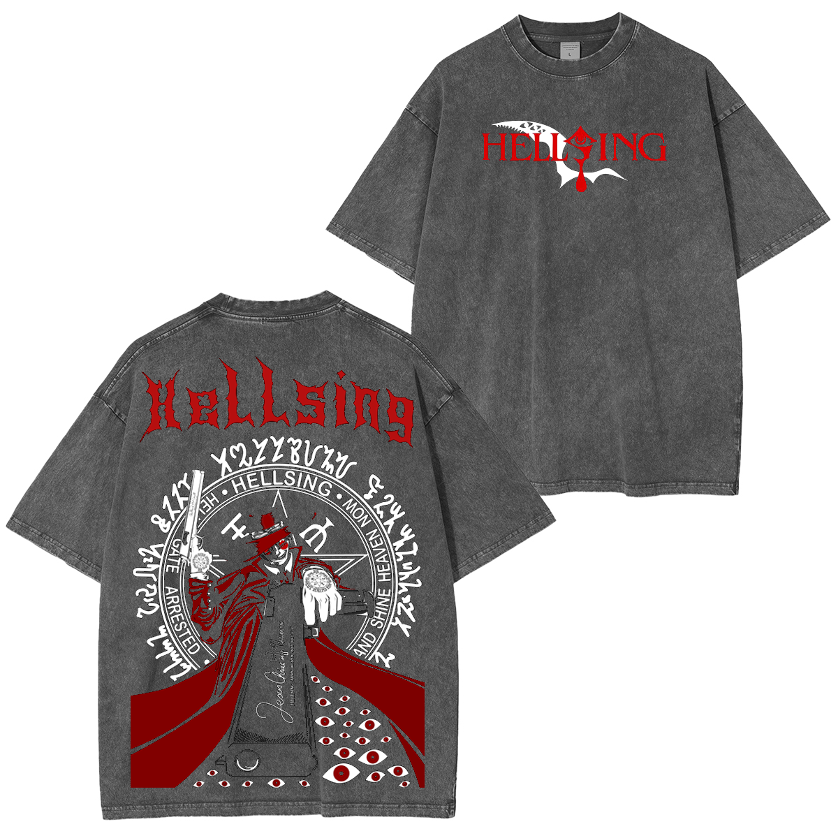 T-shirt unisexe délavé Hellsing Anime