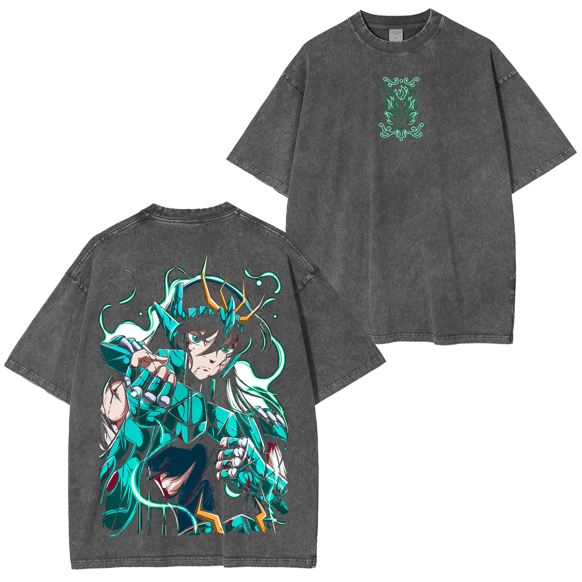 Shiryu Dragón, camiseta/sudadera/capucha lavada de anime de Saint Seiya