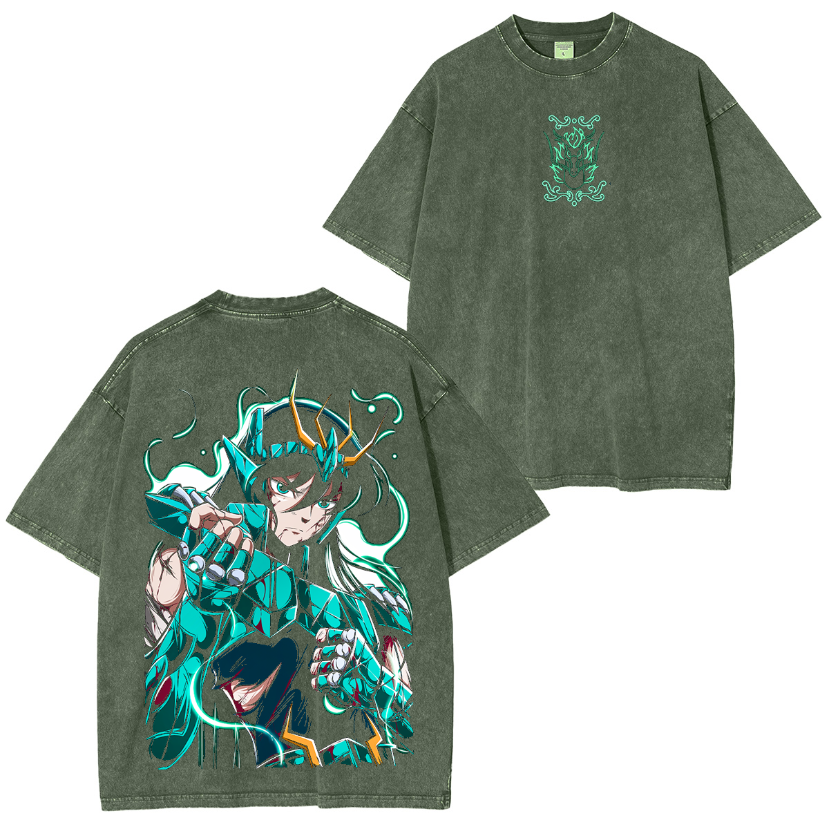 Shiryu Dragón, camiseta/sudadera/capucha lavada de anime de Saint Seiya