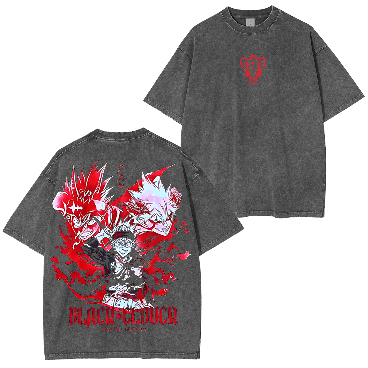 Camiseta unisex Asta Black Clover estilo anime vintage lavada