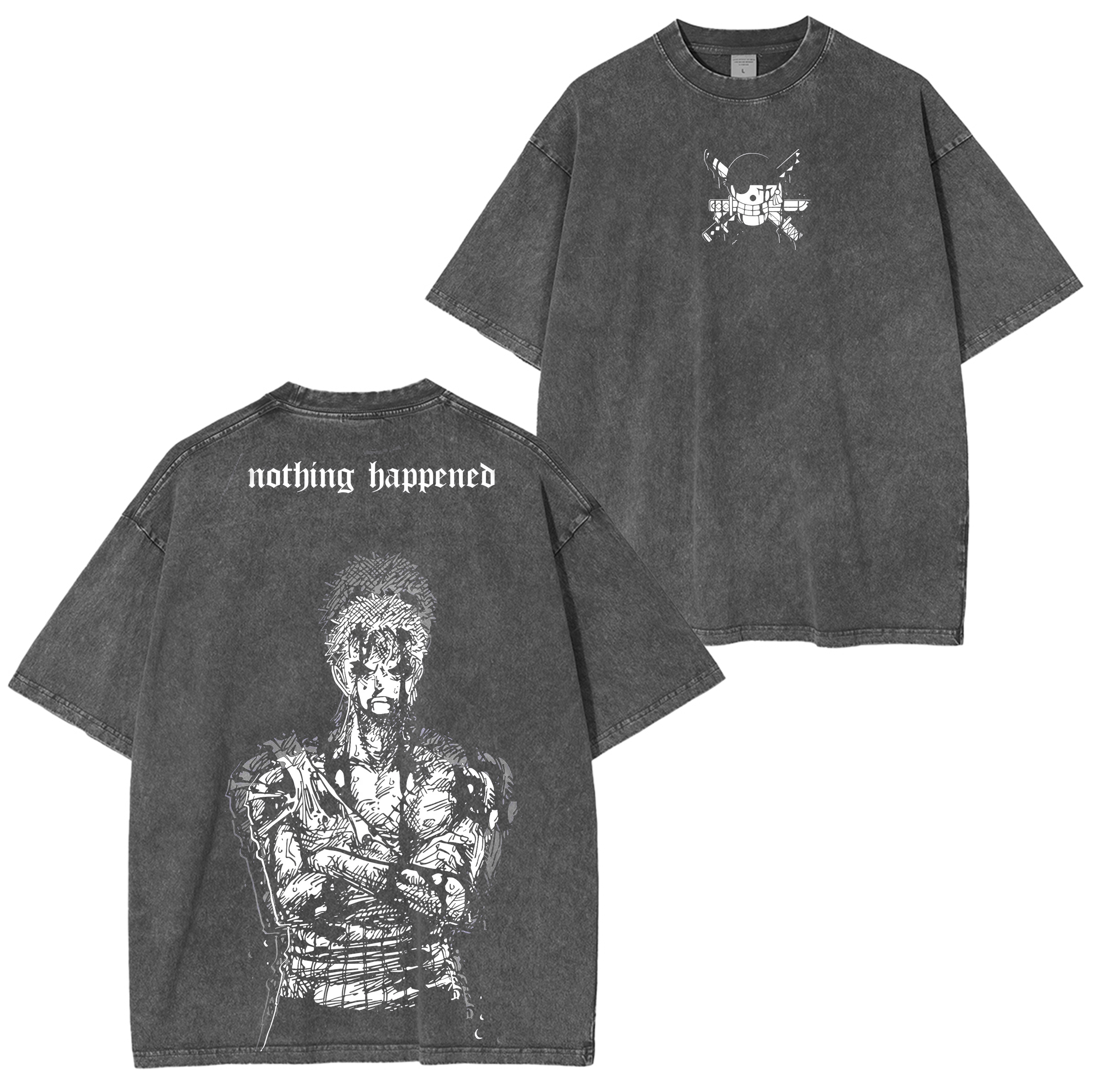 Zoro Nothing Happened,One Piece Anime Washed T-shirt/Crewneck/Hoodie