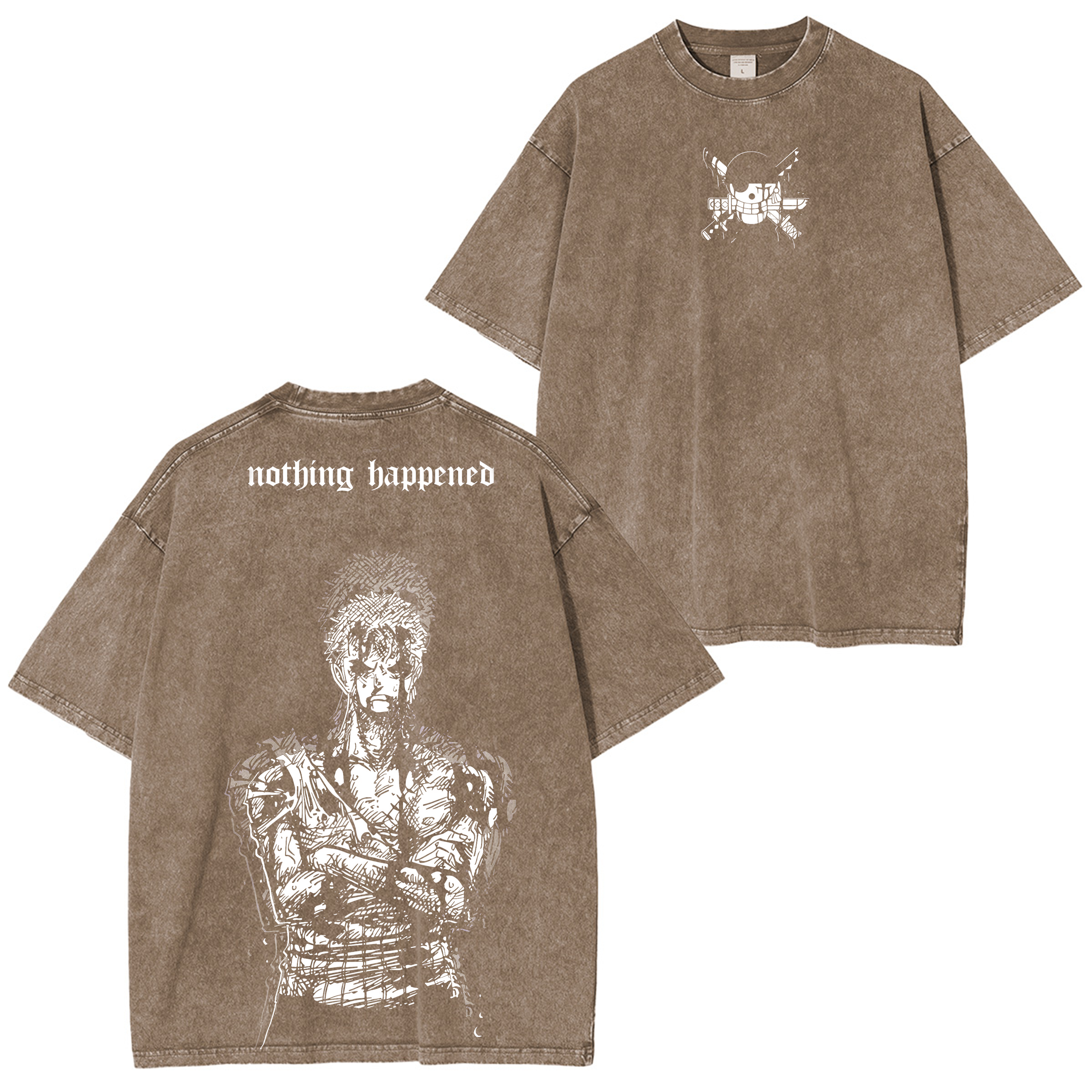 Zoro Nothing Happened,One Piece Anime Washed T-shirt/Crewneck/Hoodie