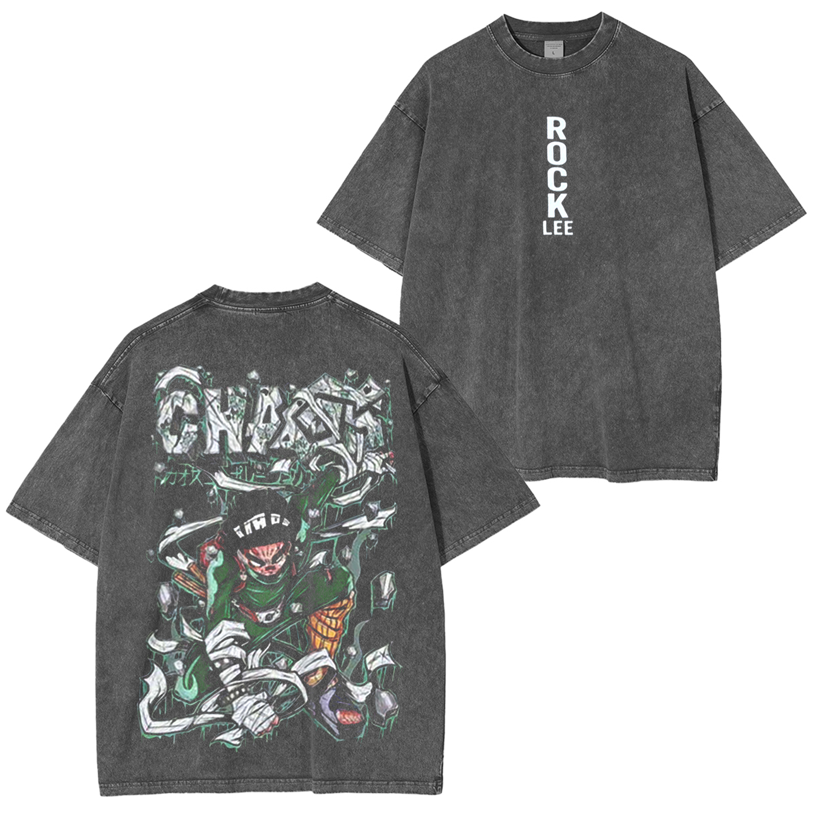 T-shirt/pull ras du cou/sweat à capuche Rock Lee Anime délavé